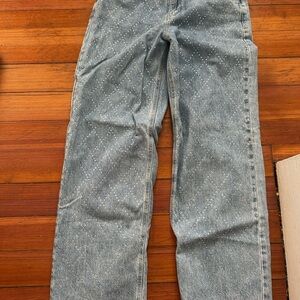 Bedazzled Jeans with diamond patterned rhinestones